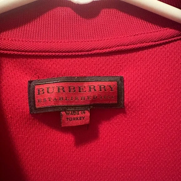 Burberry Red Polo Shirt with Zip Collar - Picture 4 of 4